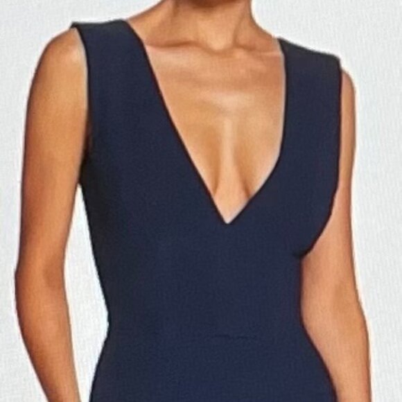 Dress the Population Dresses & Skirts - Dress The Population Sandra Plunge Crepe Trumpet Gown in Midnight Blue Size XXL